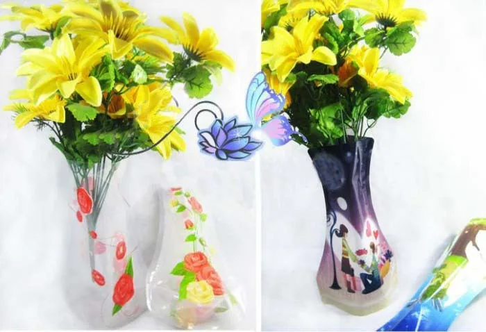 Beautiful Pvc Big Plastic Flower Vase Pop Up Reusable Diy Home