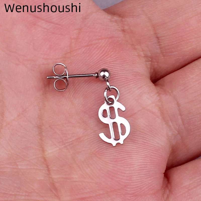 WENUSHOUSHI 0 7*1 1 см модные милые маленькие серьги-гвоздики с надписью dollar материал из