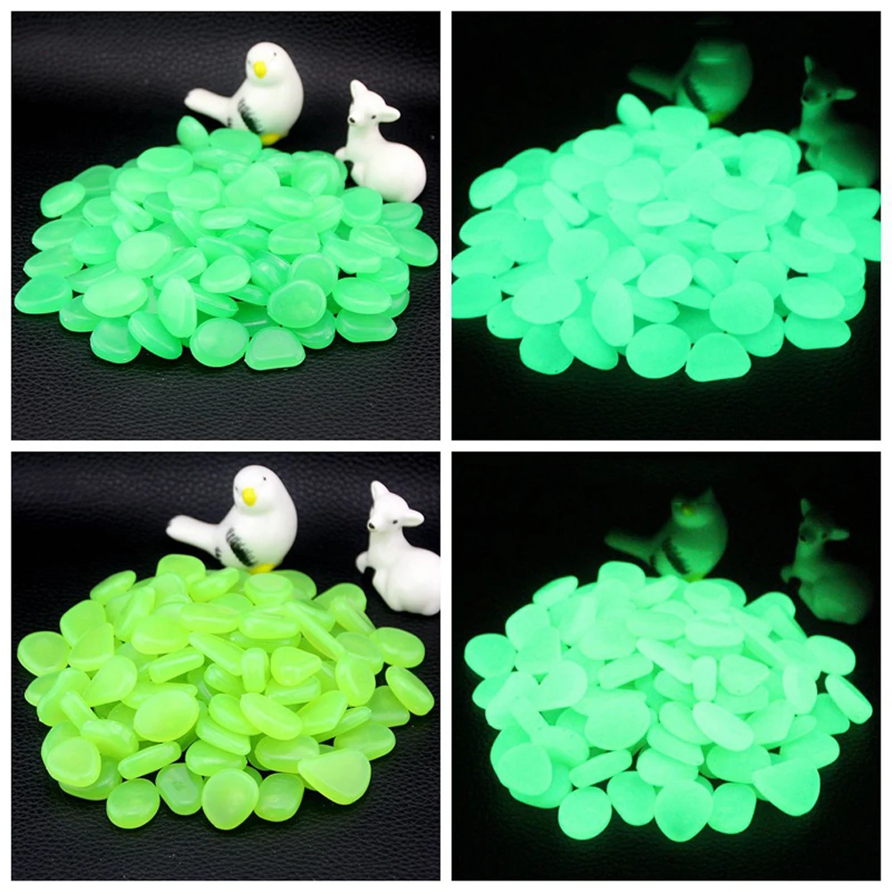 

100pcs Garden Glow in the Dark Luminous Stone Ornaments For Garden Pebbles Walkways Aquarium Decorations Plants