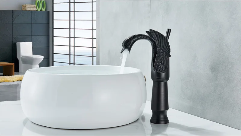 Лебедь форма GoldenBasin раковина кран столешница для ванной комнаты центральный смеситель кран хром одной Ручкой Лебедь холодная горячая вода кран