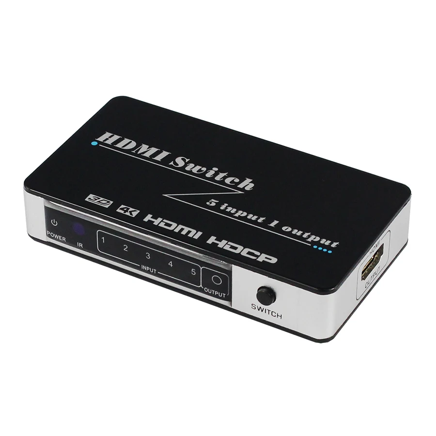 New Hdmi Switch 5x1 4kx2k Hdmi Switcher 5 In 1 Out 5 Port Hdmi Converter Support 1080p 3d Ir