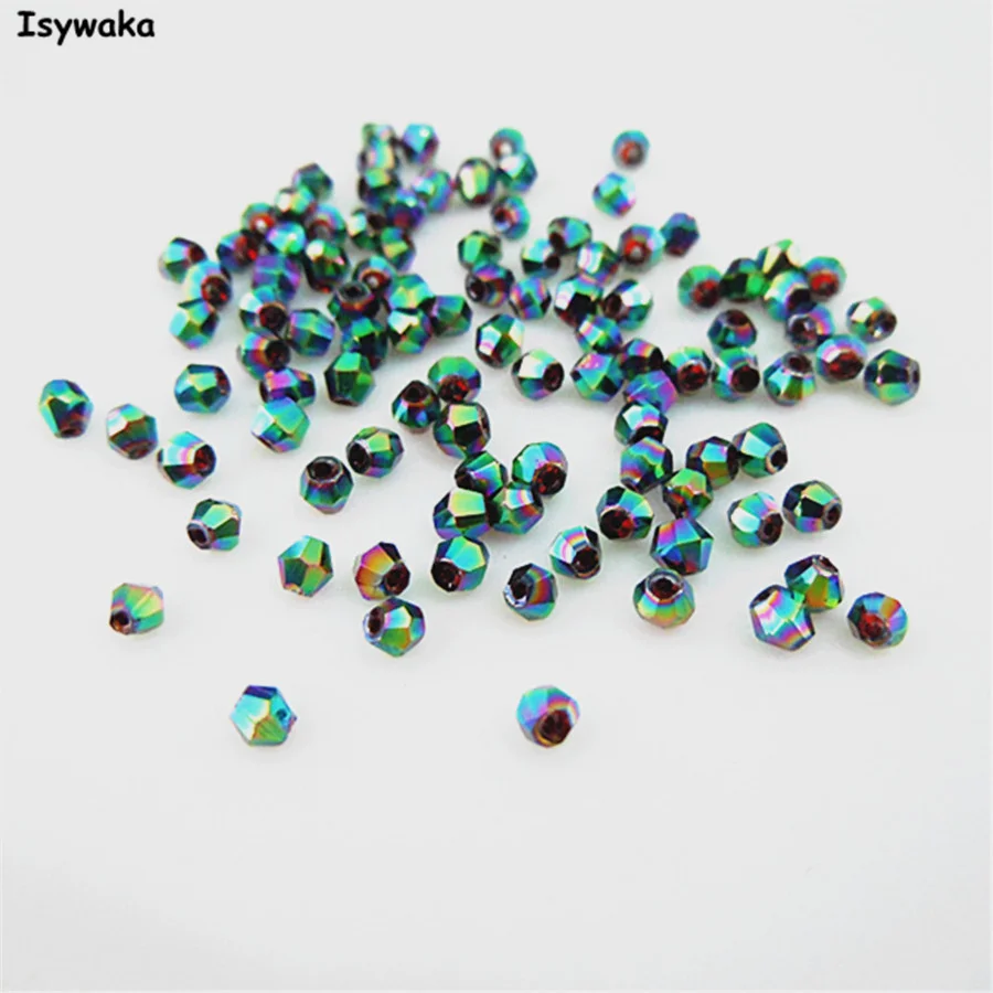 

Isywaka Sale Green Purple Color 720pcs 3mm Bicone Austria Crystal Beads Glass Beads Loose Spacer Bead for DIY Jewelry Making