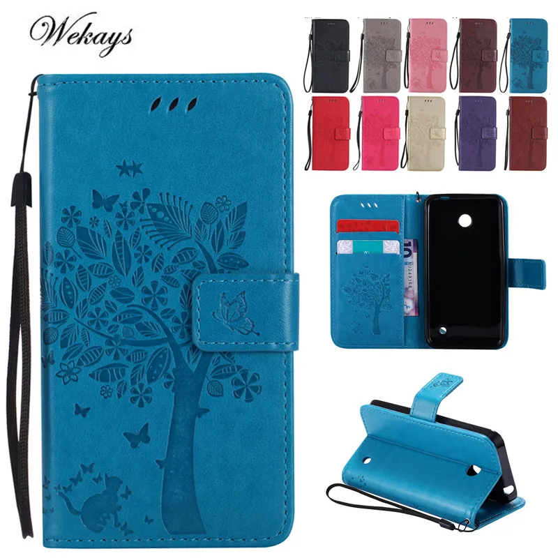 

Wekays Luxury Cute Cartoon Love Cat Tree Wallet Flip Fundas Case For Nokia Lumia 630 635 N630 N635 Case Back Cover Coque Capa
