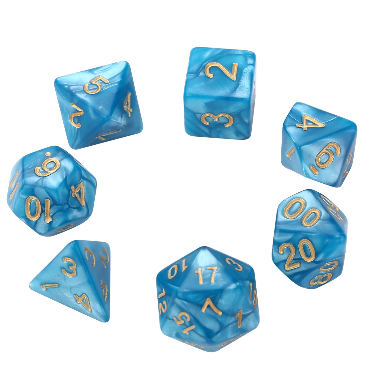 7pcs Blue Outdoor Dices Polyhedral Dice 16mm for Funny Dungeons and Dragons Dice RPG Role Playing Games Poker Bar Tools