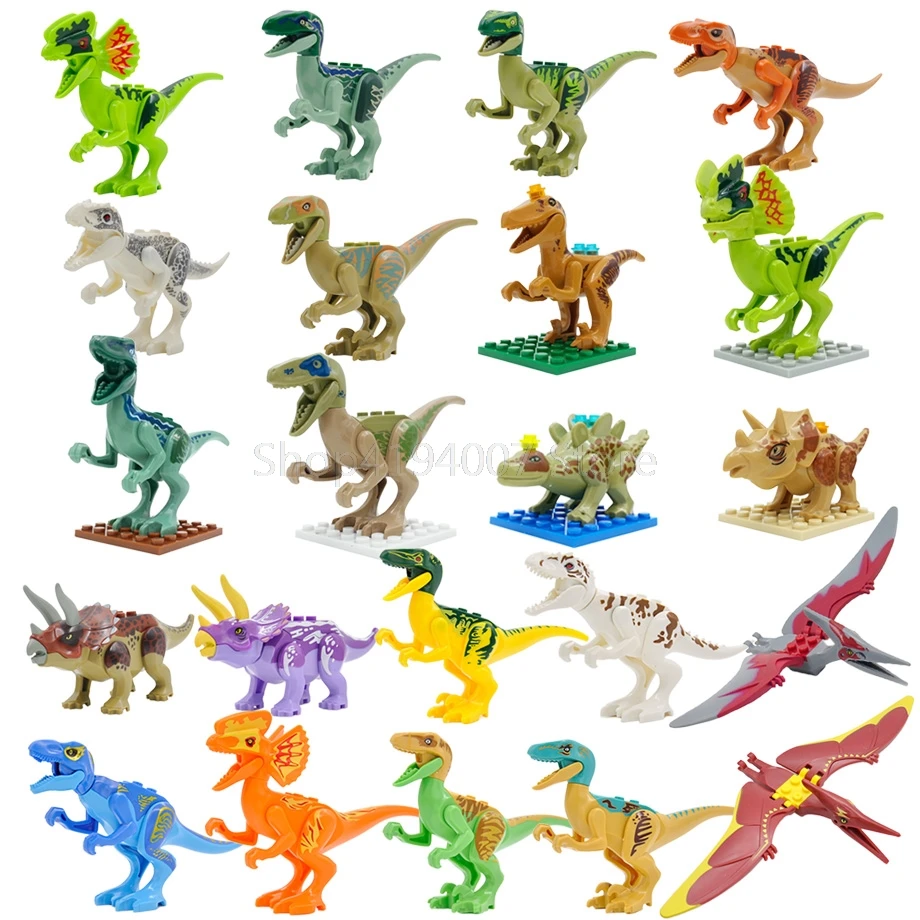 Single Sale Jurrassic Legoingly Jurassic Dinosaur World Set Velociraptor Blue T Rex font b Building b