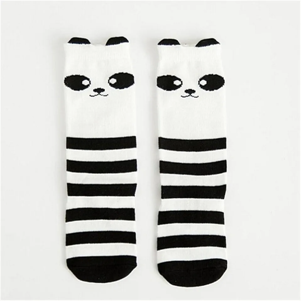 Cotton Baby Socks Animal Printed Knee High Kids Boy Girl Cute Socks Anti Slip Cartoon Cat Panda Leg Warmers