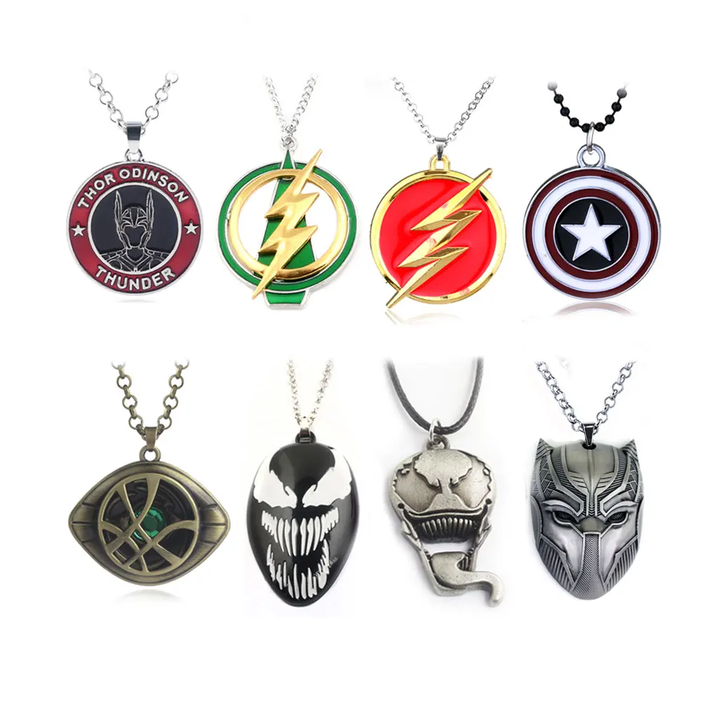 

Marvel Avengers Necklace Superhero Thor Doctor Strange Aquaman Black Panther Pendant Necklace for Movie Fans Jewelry Gift