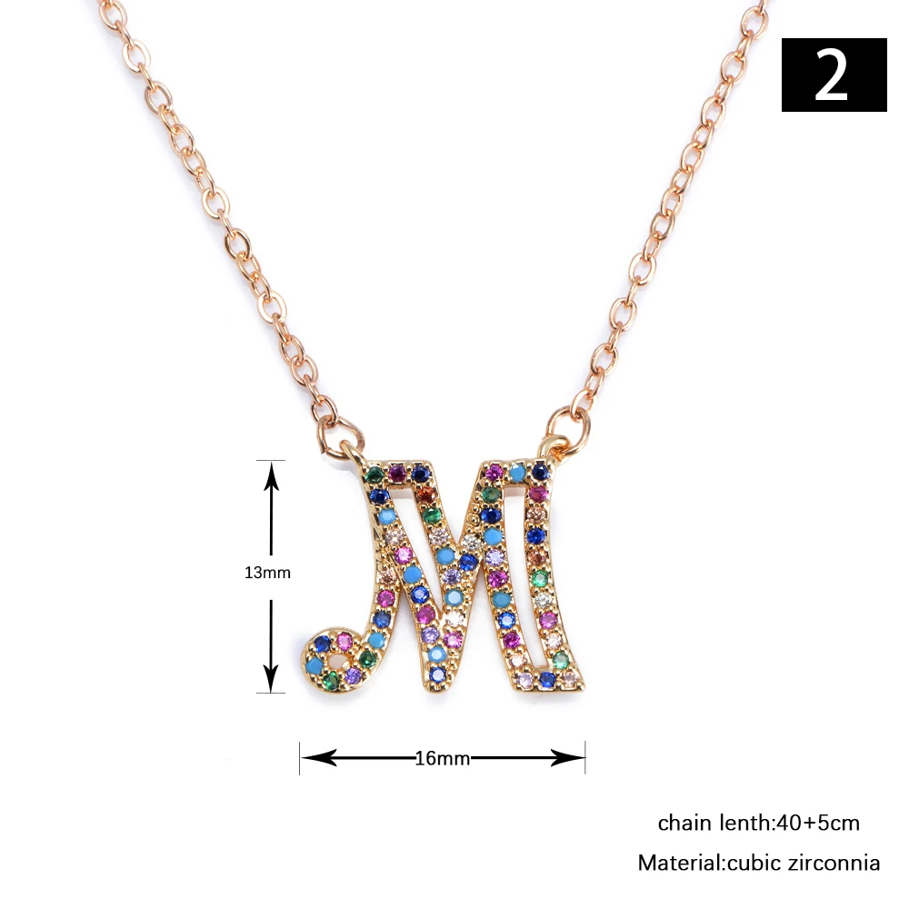 

new simple chain necklace Women's Rhinestone zircon Initial Letter Alphabet Necklace pendant for women Trendy Charms jewelry