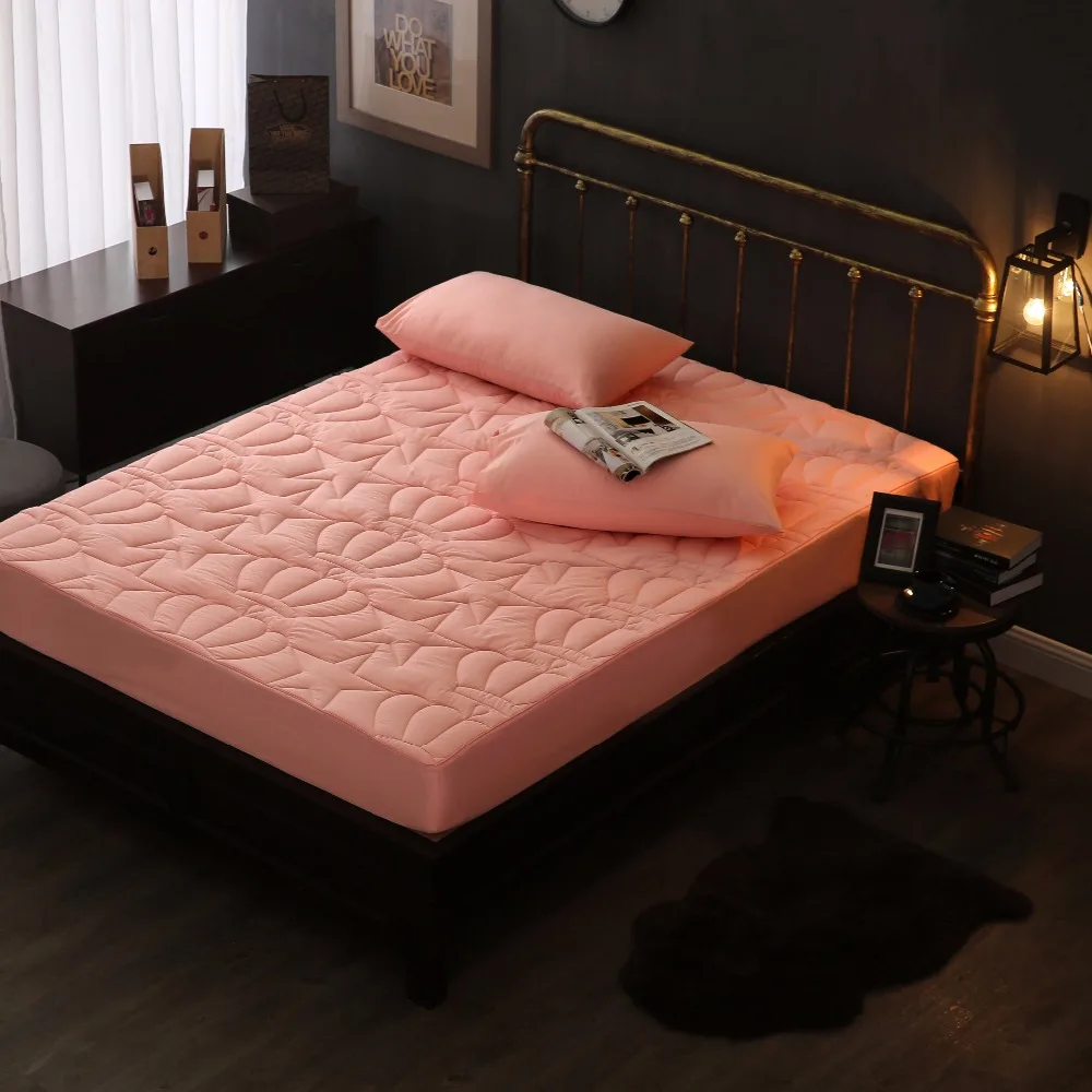 

Bright Fashion Jade Solid Color 3pcs 100% Cotton Fitted Sheet Mattress Cover Four Corners With Elastic Band Bed Sheet Pillowcase