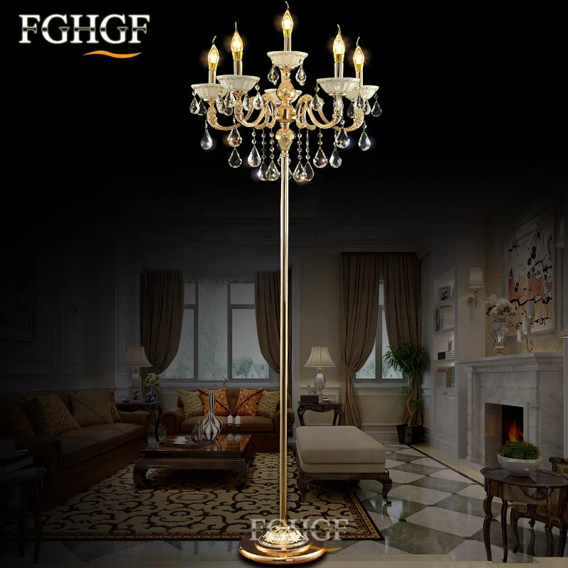 

New Arrive Luxurious Floor Lamp European Style Standing Floor Light fixture E14/E12 Candle Lamparas Floor Lustre for Living room