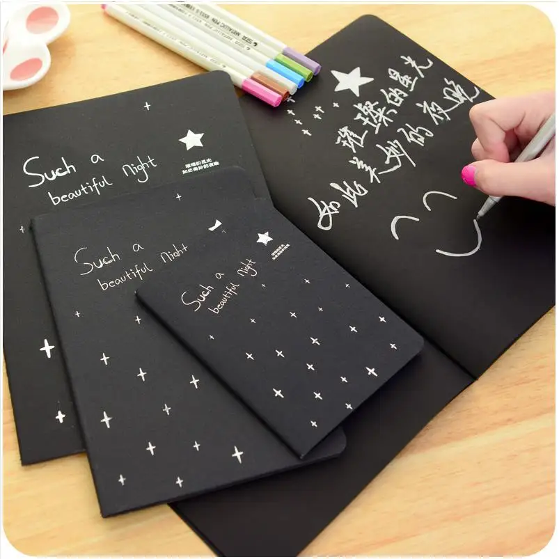 1pc Black Paper Sketchbook Bullet journal Cute Notebook