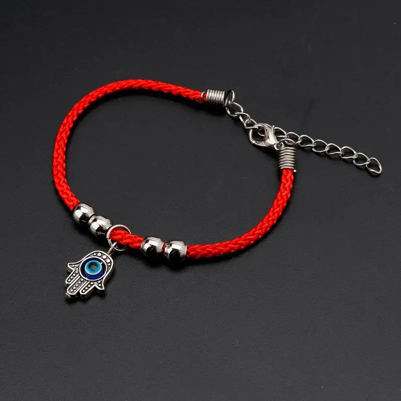 

Lucky Kabbalah Red String Hamsa Bracelets Blue Evil Eye Fatima Hand Jewelry