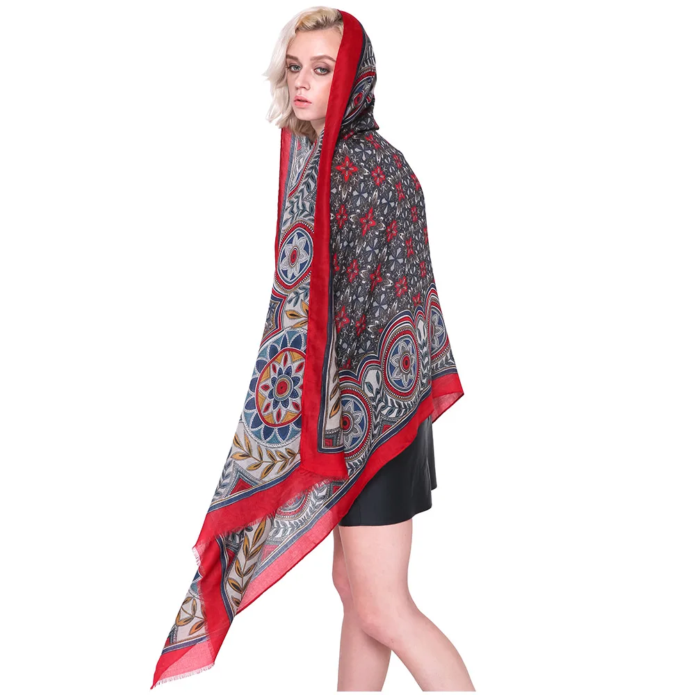 FS геометрический платок Femme длинные мягкие женские шарфы из хлопчатобумажной