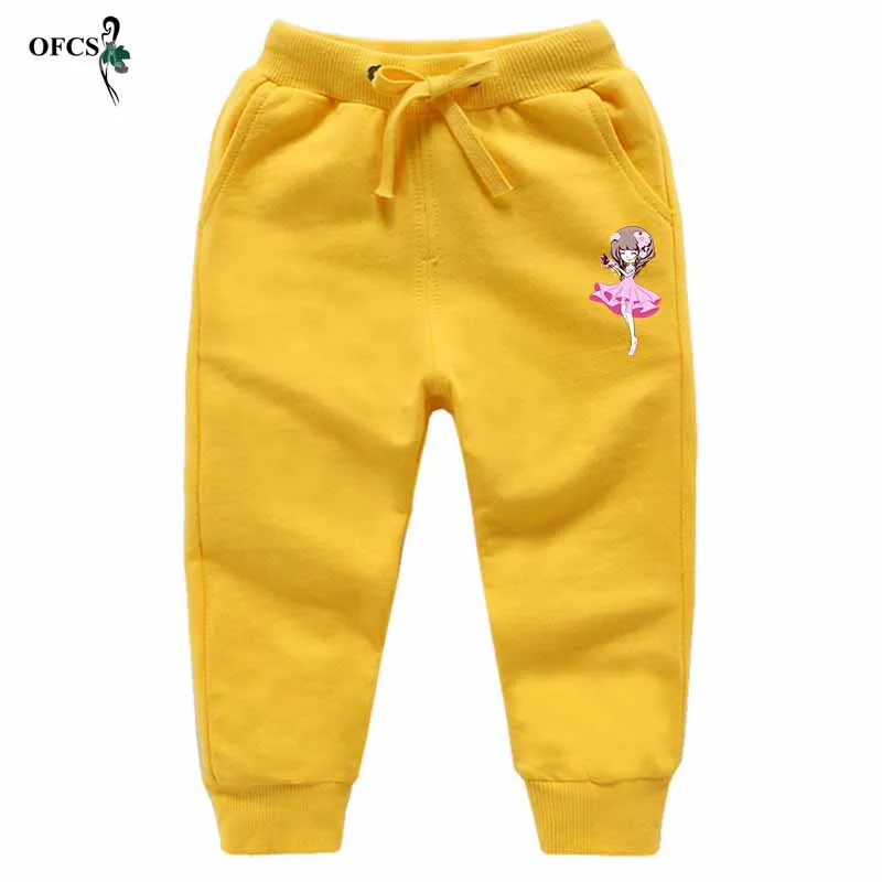 Розничная, штаны с принтом для маленьких девочек Брендовые повседневные спортивные штаны для мальчиков и девочек от 18 месяцев до 10 лет детские штаны для бега, Enfant Garcon