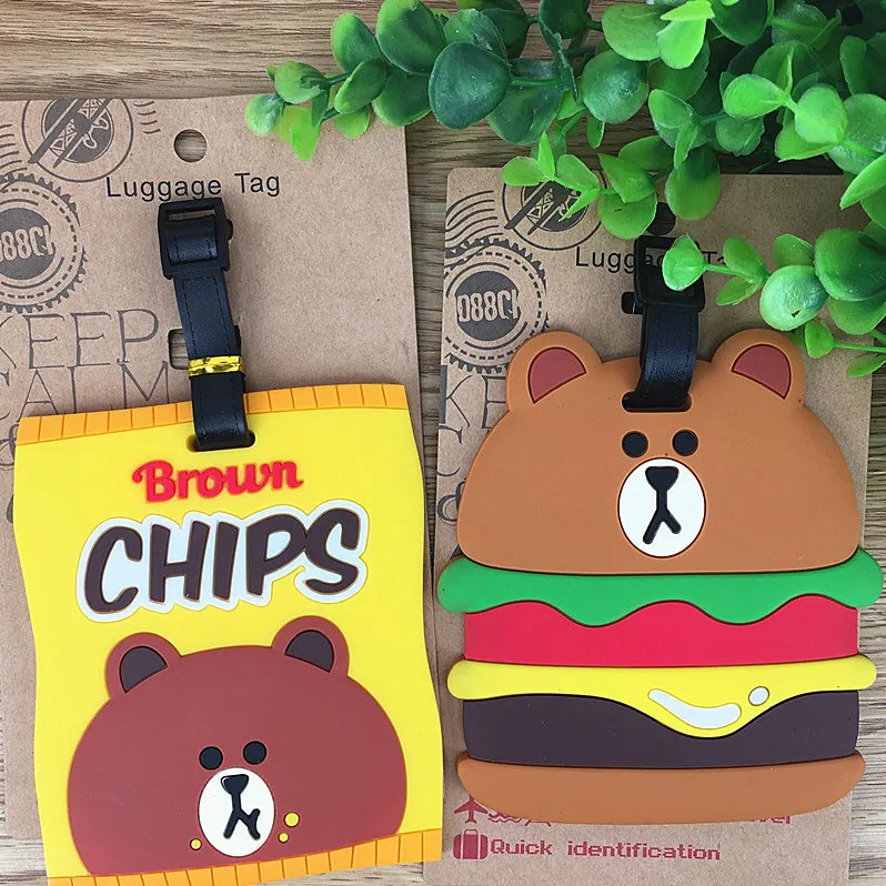 

The new brown bear Hamburg bear modelling PVC soft plastic luggage tag Set of tags is hanged adorn large bus cardne