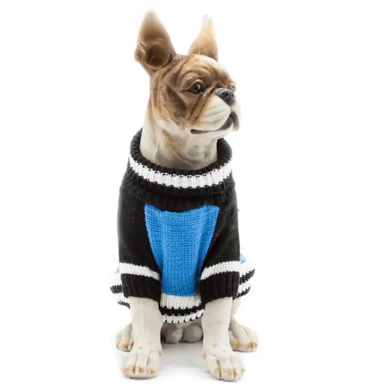 Теплые свитера для собак, Классический свитер подходящих цветов, джемпер с воротником-стойкой для домашних животных, пальто для маленьких и средних размеров, для собачек-Мопсов, французский Бульдог