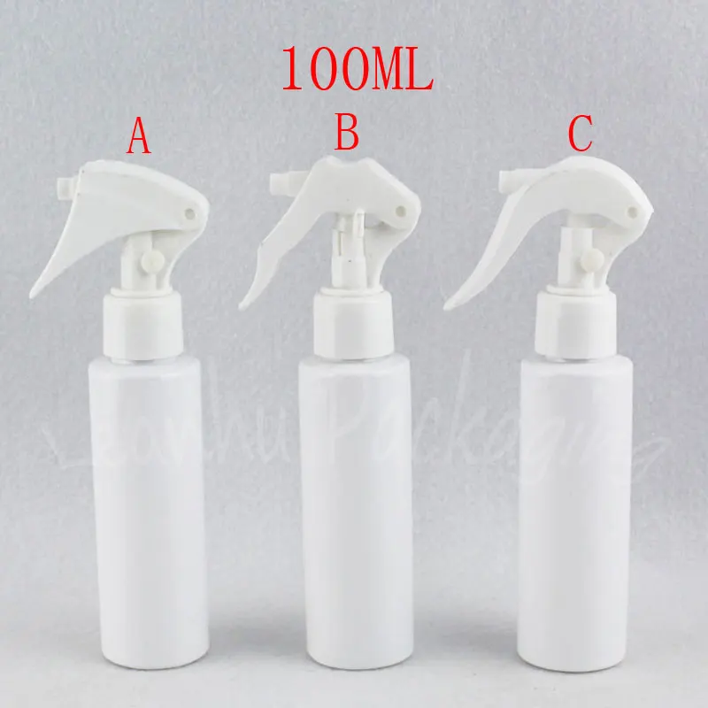 

100ML White Flat Shoulder Plastic Bottle With Trigger Spray Pump , 100CC Makeup Sub-bottling , Toner / Water Packaging Bottle