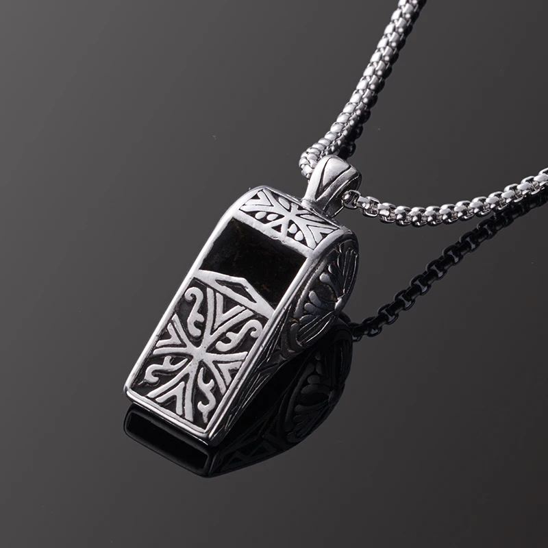 

Stainless steel whistle pendant necklace Vintage Silver Color Whistle Necklaces Male Female Personality Punk Jewelry Gift 2019