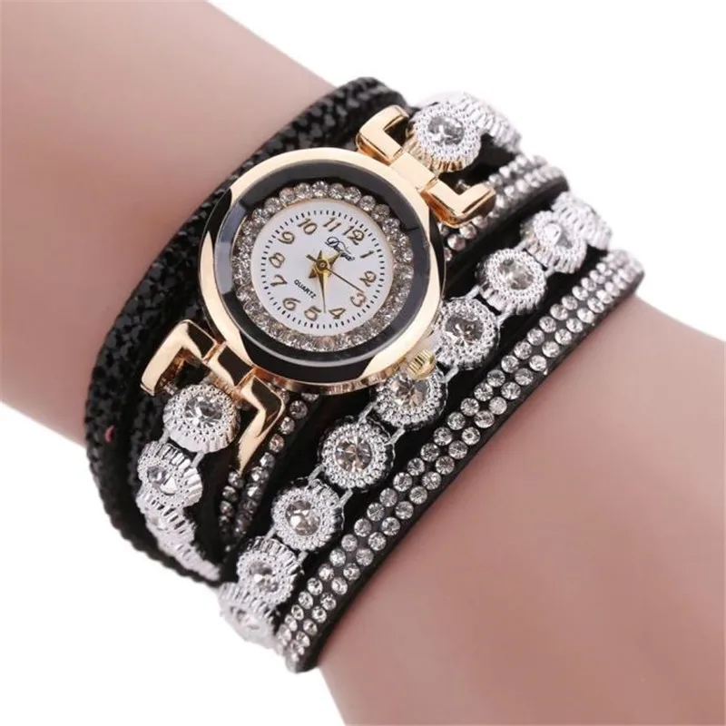 

Exquisite Design Women Watches Vintage Fashion Crystal Band Bracelet Dial Quartz Dress Wrist Watch Relogio Feminino clock 10X