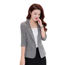 Women Suit 2019 Autumn New Casual Jacket Three Quarter Sleeved Suit Large Size Women Short Coats Spring Lattice Slim Suit FC81 Women Suit 2019 Autumn New Casual Jacket Three Quarter Sleeved Suit Large Size Women Short Coats Spring Lattice Slim Suit FC81