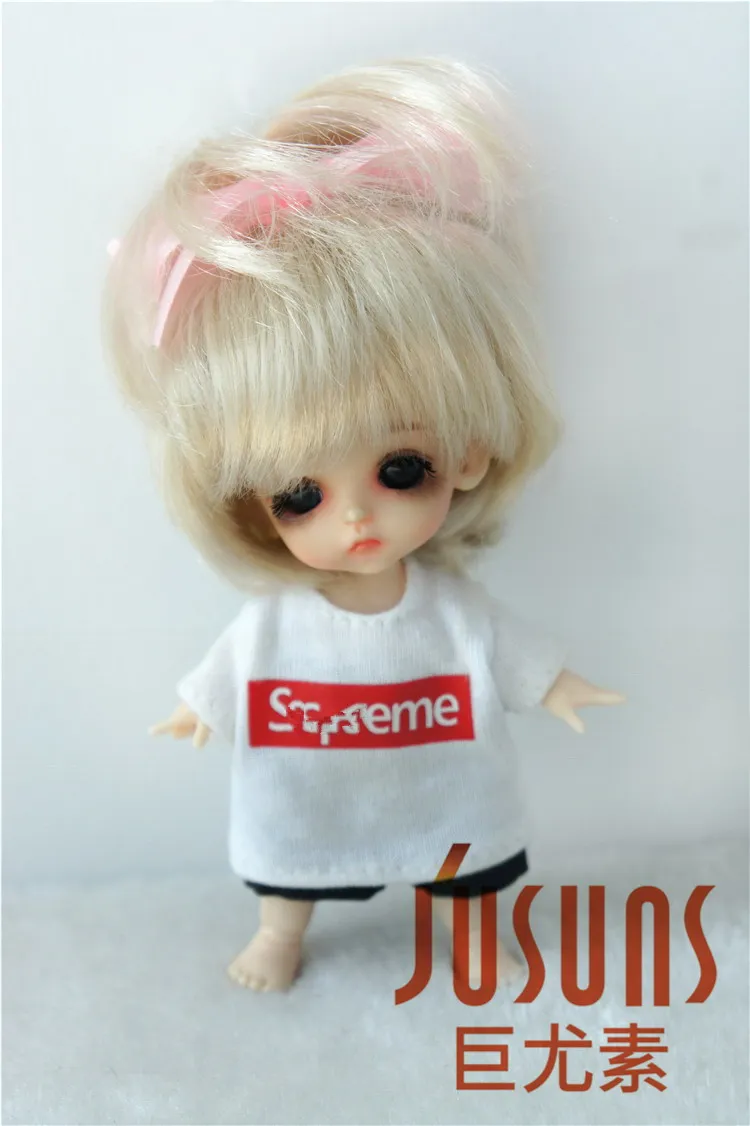 JD002 1/12 1/8 милый фонтан синтетический мохеровый BJD wigsuit для размера 3-4 дюймов 4-5 дюймов 5-6 дюймов куклы модные аксессуары - Цвет: 3-4inch Blond SM202