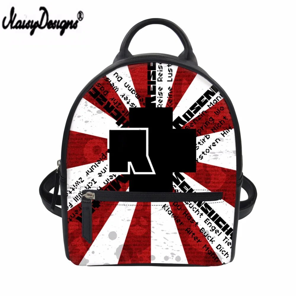 NOISYDESIGNS Women Backpack Band Rammstein Logo Printing PU Leather