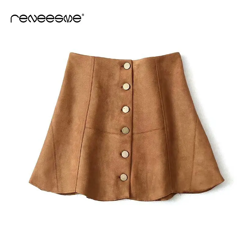 

fashion women skirt mini solid button a line England style high waist ladies skirts short 2019 new female skirts saia feminina