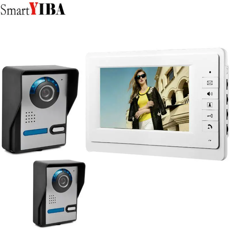 

SmartYIBA 7 Inch TFT 1 Monitors Video Door Phone Doorbell Intercom Kit 2-camera 1-monitor Night Vision with IR-CUT HD Camera