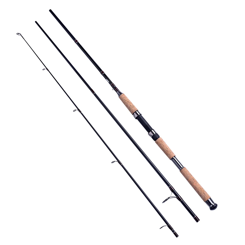 2.4/2.7/3m spinning fishing rod 3pcs portable MH FAST cork wood handle