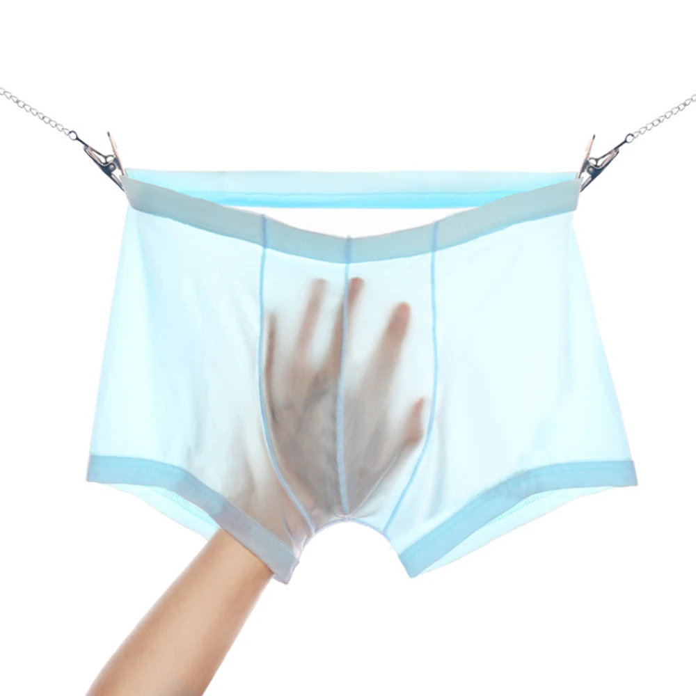

Summer Ice Silk Men Underwear Seamless Transparent Boxer Short Ultra Thin Sheer Breathable Comfortable Pantie Underpants