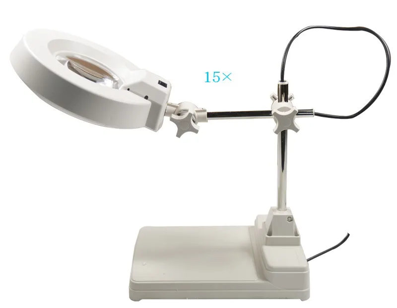 110V 15x Benchtop Magnifier Lamp Cross Holder LED Magnifier Lamp Light