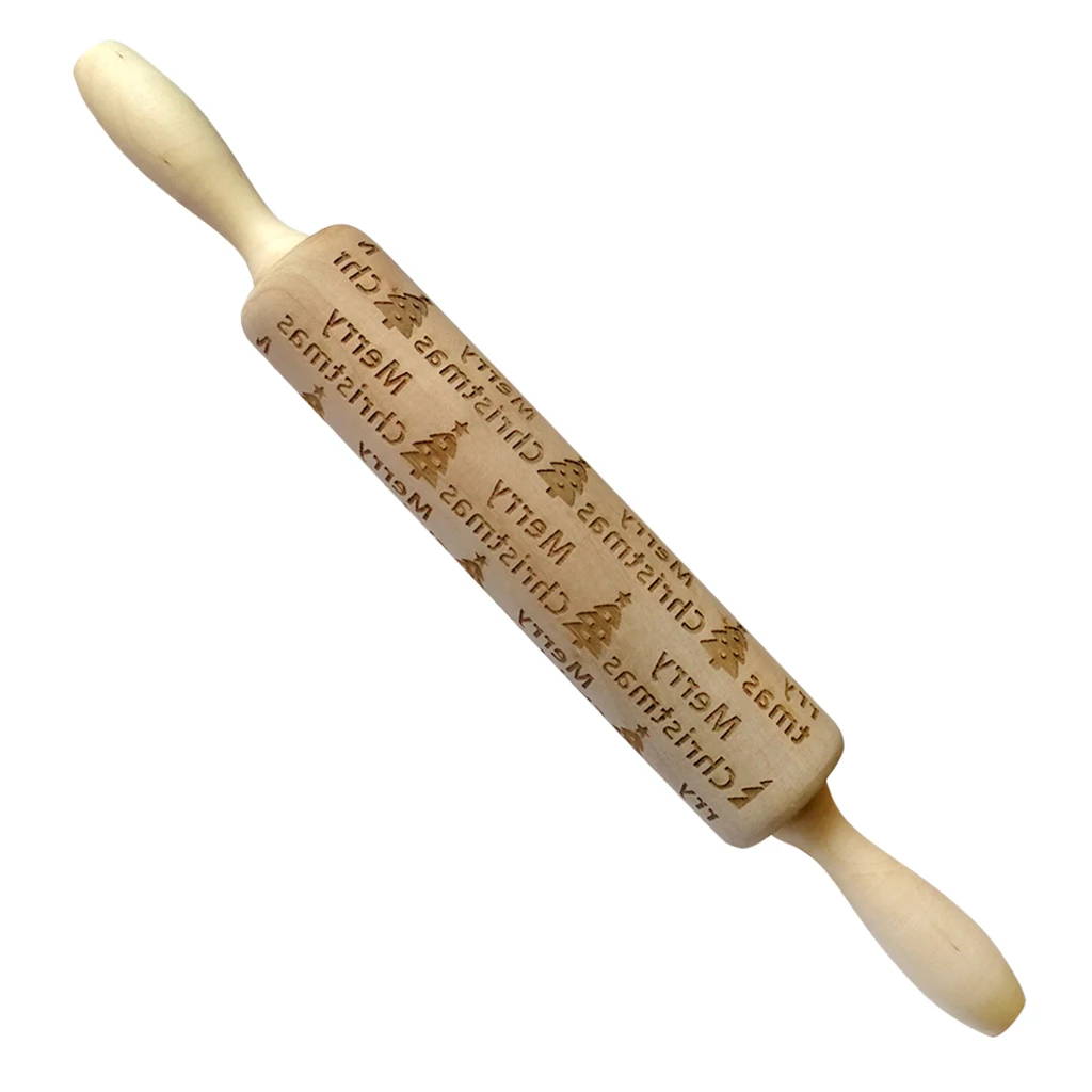 Wooden Merry Christmas Rolling Pin Engraved Rolling Pin Embossed Rolling Pin