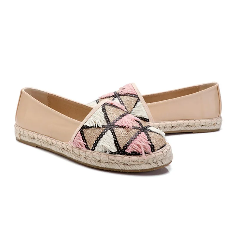 Brand Patchwork Espadrilles Shoes Woman New Comfortable Slip On Women Platform Creepers Flats Ladies Loafers Pink Navy Moccasins (7)