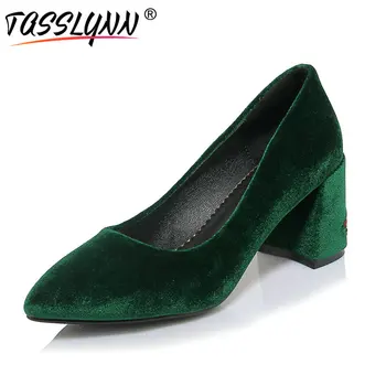 

TASSLYNN 2018 Wedding Women Pumps Spring Flower Hoof Heel Pointed Toe High Heel Lady Shoe Retro Style Pumps for Party Size 34-42