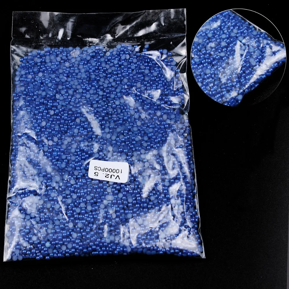 

10000Pcs/Bag 2.5mm Half Round Pearls Beads 12 Colors Nail Art Rhinestones DIY Nail Art Tools #WJ129
