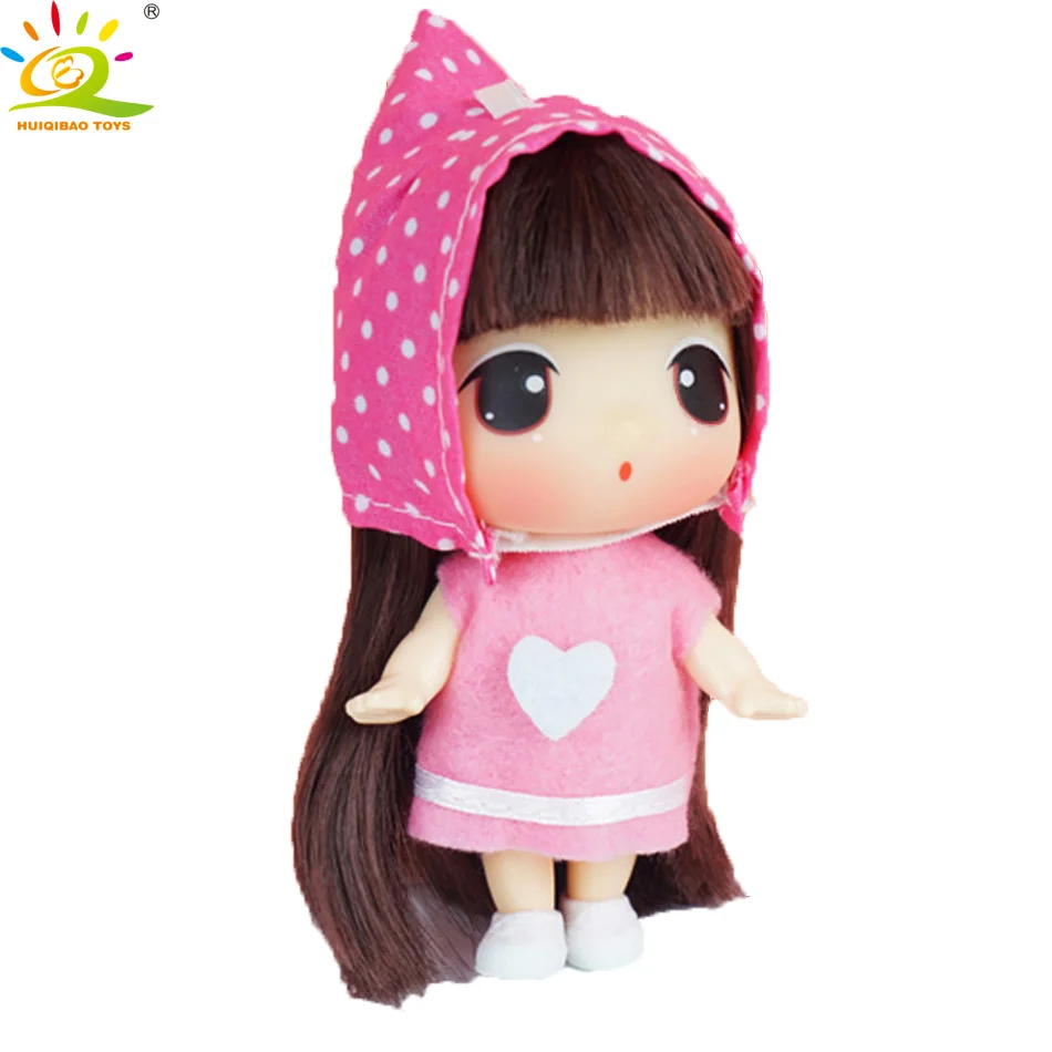 

9 cm Korean Anime Confused Ddung Dolls Pink clothes Fashion Mini Dressing up Princess Humanoid doll Baby Children Toys For Girls
