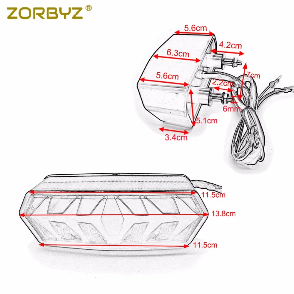 ZORBYZ светодиодный фонарь для мотоцикла, задний тормоз, поворотники, светильник для Honda Grom MSX 125 CBR650F CTX700 CTX700N