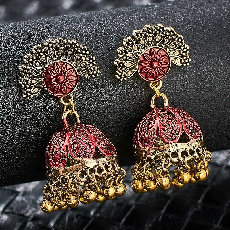 SHUANGR индийские цыганские украшения Jhumka винтажные этнические Висячие серьги для женщин Женская Юбилейная Свадебная вечеринка Bijoux