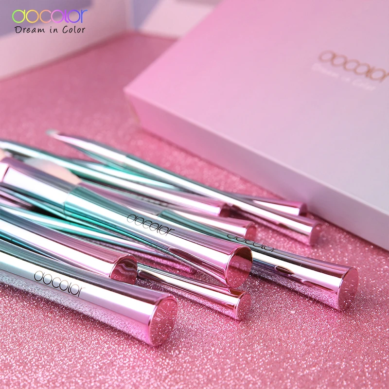Pincéis de Maquiagem Docolor Fantasia Kabuki pó Mistura Escova Fundação Sombra Escovas Cosméticos Macio Cabelo Sintético 11 Pçs 8 kabuki pó mistura escova fundação sombra escovas