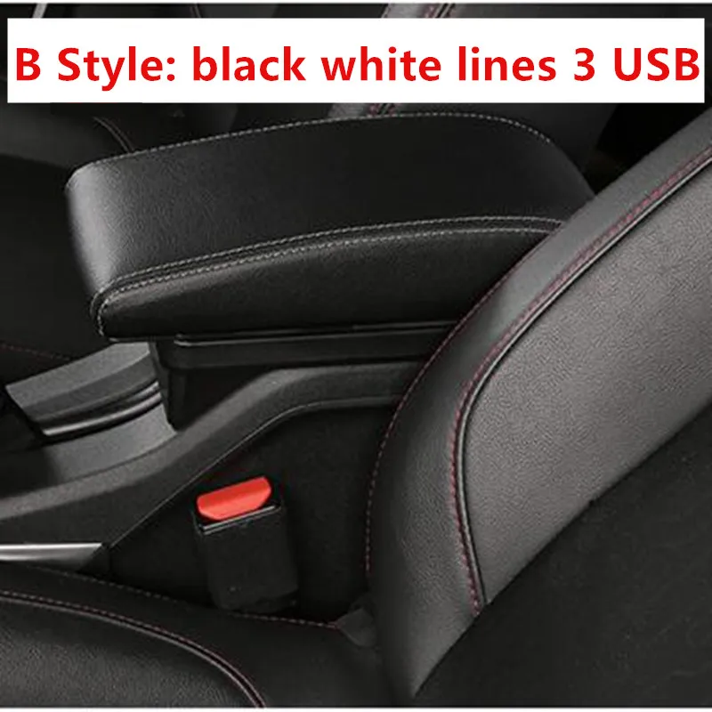 For Skoda Rapid Armrest Box Skoda Rapid 1 Universal Car Central Armrest Storage Box modification accessories - Color Name: B Black white line