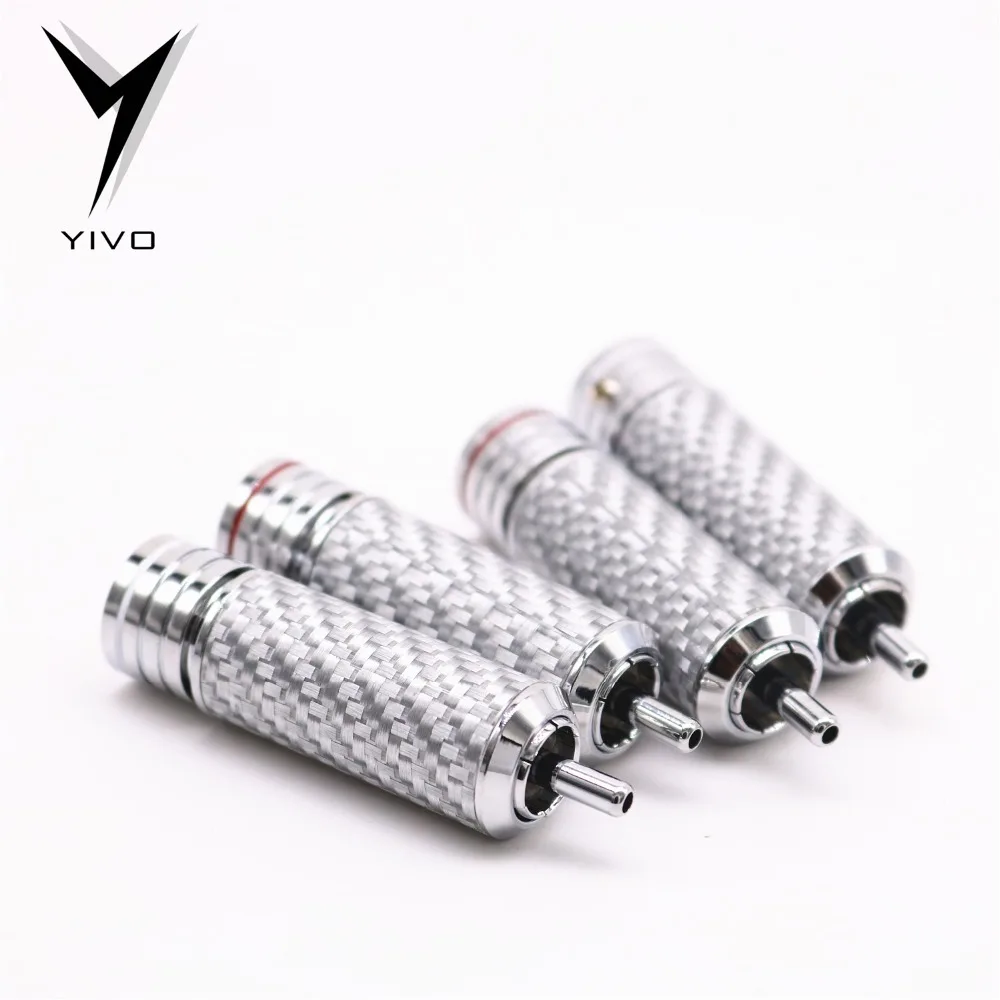 8 шт. GuangZhou YIVO OEM родиевый медный корпус из углеродного волокна 10 мм RCA аудио разъем
