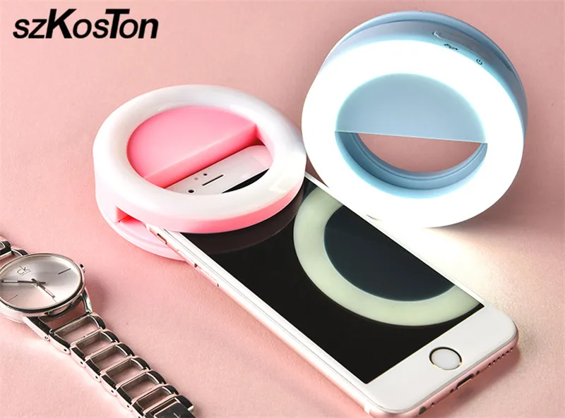 

Colorful LED Selfie Ring Light Smart Phone LED Flash Light Up Selfie Luminous Ring With USB Charging for iPhone Samsung