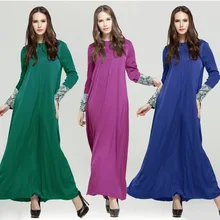 Islamic dress for women muslim abaya dress fashion sleeve patchwork lace dubai turkish arabic muslim abaya