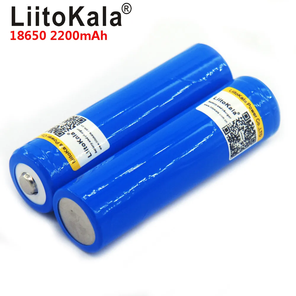 LiitoKala 18650 3,7 V bateria de Latio recarregivel 2200mA pilhas de Lanterna de Luz CONDUZIU a luz da bateria+ Apontado