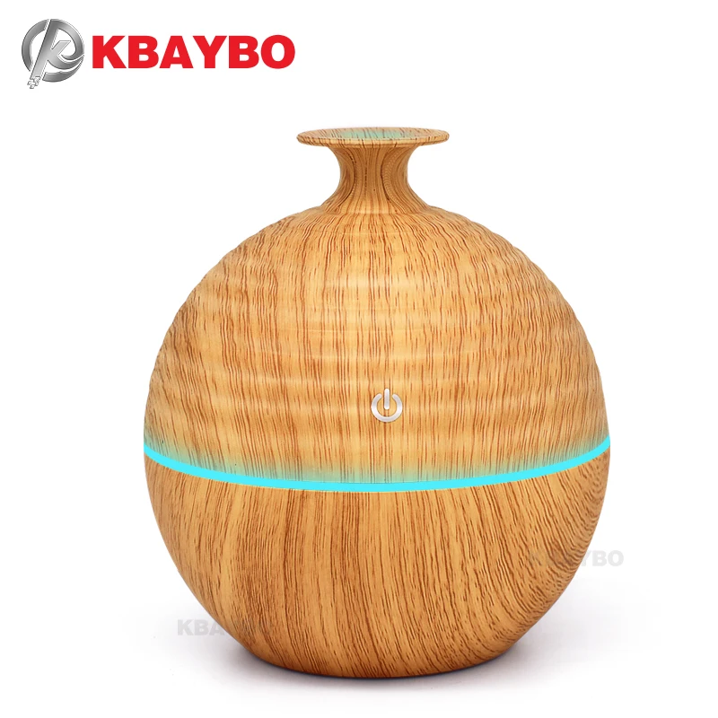 

KBAYBO 130ml USB Mini Evaporative air Humidifie Essential Oil Diffuser Aromatherapy mist maker with Wood grain 7 color LED Light