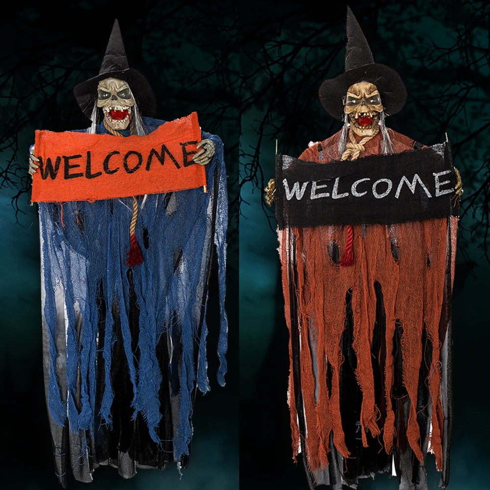 Halloween Decoration Horror Hanging Ghost Decorations Eyes Bright Scary Voice Sound Control