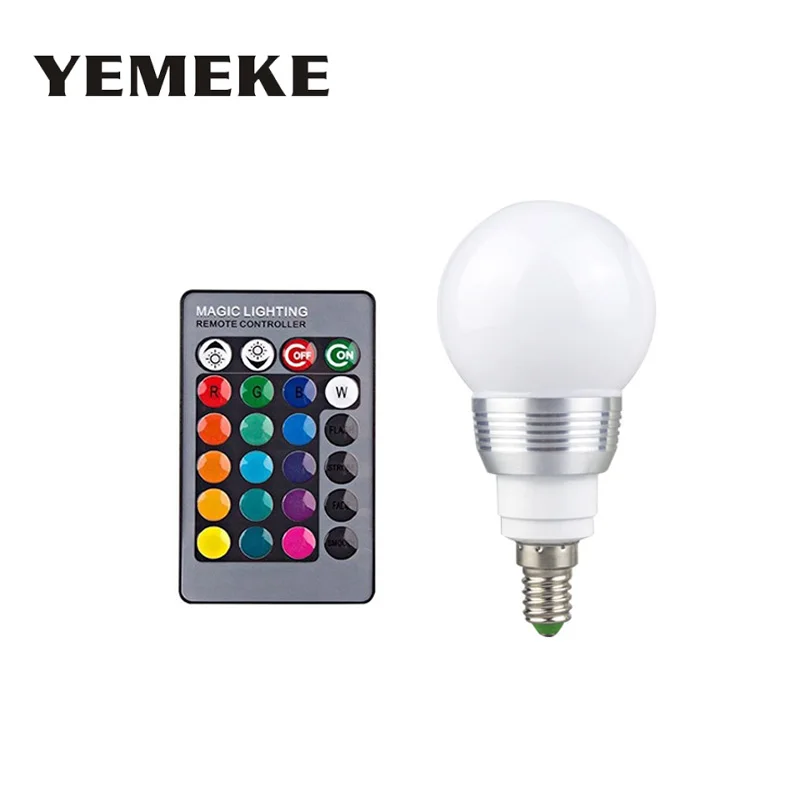 

RGB LED Bulb E27 E14 5W LED Lamp Light Led Spotlight Spot light Bulb 16 Color Change Dimmable +24Keys Remote Controller