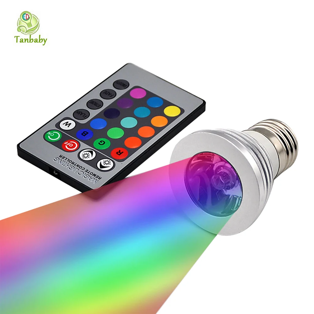 

E27 RGB LED Spot Light Bulb AC85-265V LED Spotlight 3W 16 Colors with Remote Controller Epistar led indoor lighting Bulb