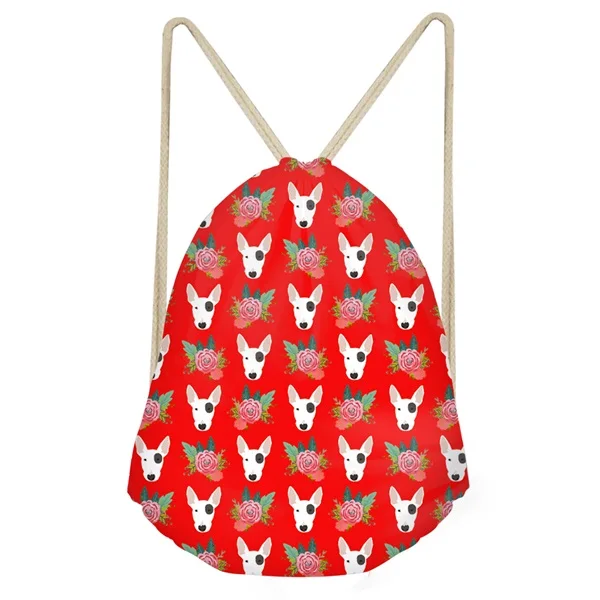 FORUDESIGNS/женские красные мешки с Кулиской забавная собака бультерьер цветочный узор девушки мешок сумки Softback хранения большие пляжные сумки - Цвет: H10637Z3