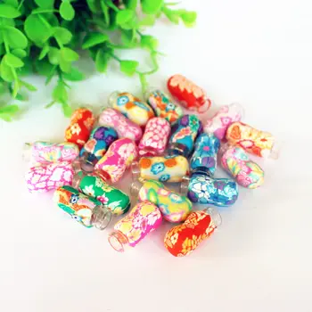 

20pcs/lot 1ml Polymer Clay Bottle with Cork Aromatherapy Pendant Glass Essential Oil Bottle Perfume Oil Bottle